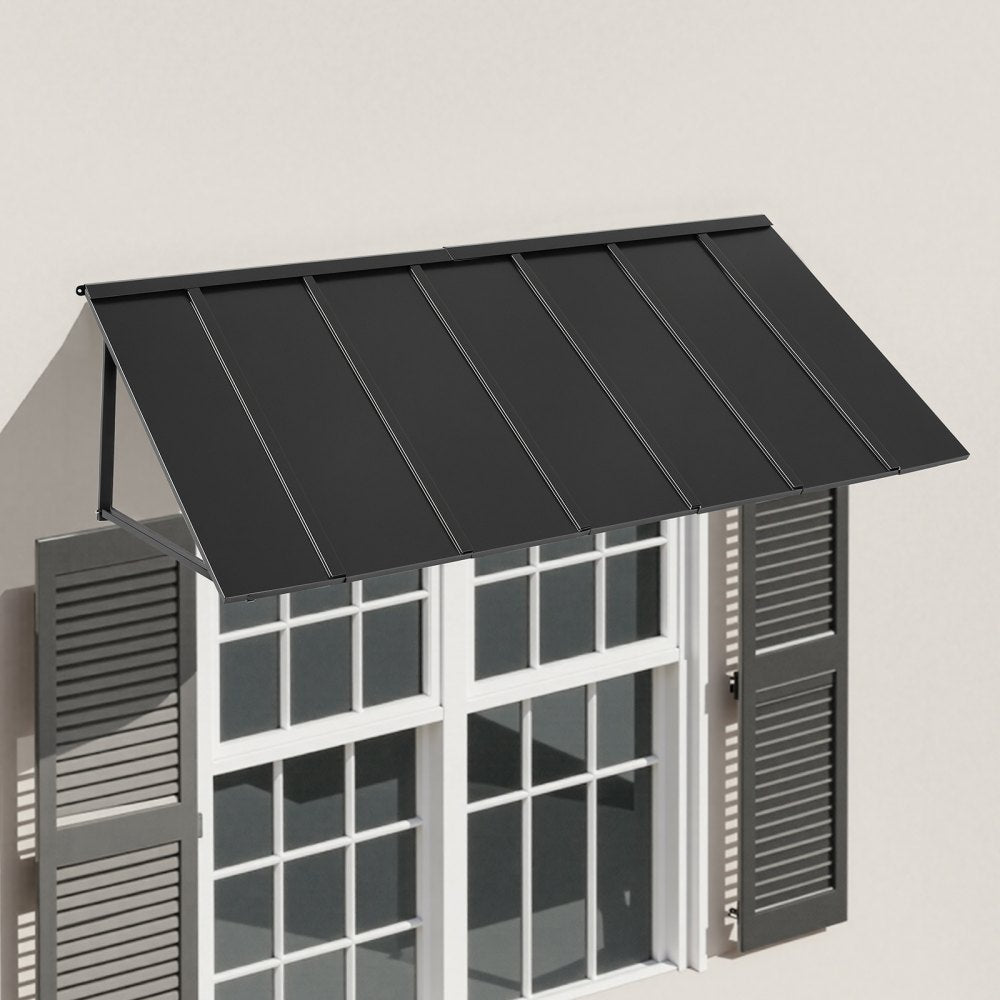 VEVOR Fixed Metal Awning 80 x 36 in, Window Awning Door Canopy, Stable Triangle Steel Frame Exterior Awnings Rain, and Snow Sunlight Protection for Door Entrance, Windows, Porches, Balconies