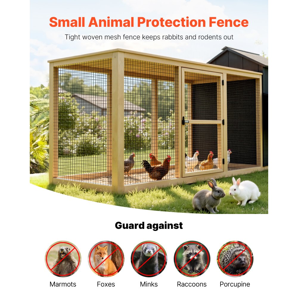 VEVOR Hardware Cloth 24 in x 25 ft, 2 x 3 in Mesh 16 Gauge Galvanized Wire Mesh Roll, Weather-Resistant Vinyl Coated Chicken Wire Fencing, Heavy Duty Welded Garden Plant Fencing for Rabbit Cage Snake