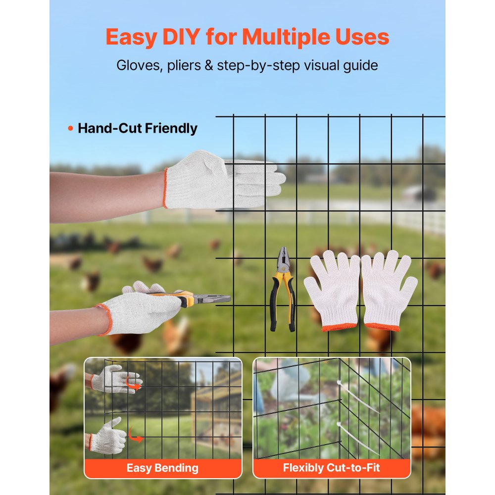VEVOR Hardware Cloth 24 in x 25 ft, 2 x 3 in Mesh 16 Gauge Galvanized Wire Mesh Roll, Weather-Resistant Vinyl Coated Chicken Wire Fencing, Heavy Duty Welded Garden Plant Fencing for Rabbit Cage Snake