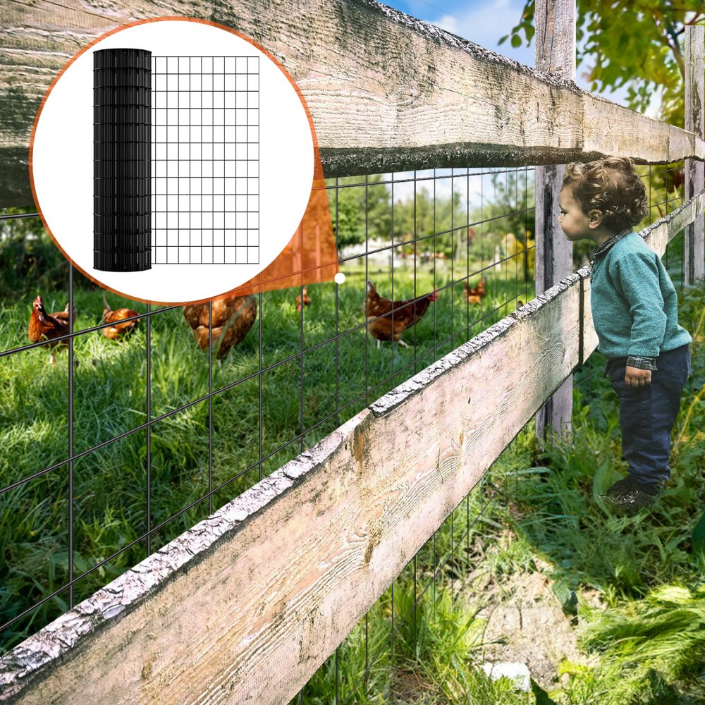 VEVOR Hardware Cloth, 36'' x 50' Galvanized Wire Mesh Roll, 16 Gauge Chicken Wire Fence Roll, Vinyl Coating Metal Wire Mesh for Chicken Coop Barrier, Rabbit Snake Fences, Poultry Enclosures