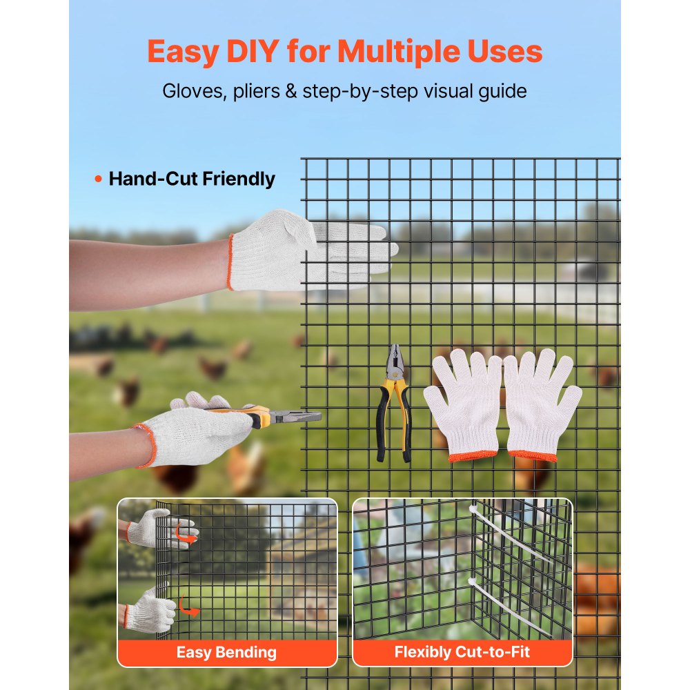 VEVOR Hardware Cloth 72 in x 50 ft, 1/2 in 19 Gauge Galvanized Wire Mesh Roll, Weather-Resistant Vinyl Coated Chicken Wire Fencing, Heavy Duty Welded Garden Plant Fencing for Rabbit Cage Snake Fence