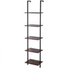 VEVOR Ladder Shelf, 5-Tier Bookshelf 15.6x11.8in, Open Wall-Mounted Ladder Shelf with Metal Frame,Storage Rack Sundries Holder for Kitchen Bedroom Bathroom Living Room, Black