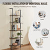 VEVOR Ladder Shelf, 5-Tier Bookshelf 17.3x11.8in, Open Wall-Mounted Ladder Shelf with Metal Frame,Storage Rack Sundries Holder for Kitchen Bedroom Bathroom Living Room, Black