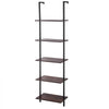 VEVOR Ladder Shelf, 5-Tier Bookshelf 17.3x11.8in, Open Wall-Mounted Ladder Shelf with Metal Frame,Storage Rack Sundries Holder for Kitchen Bedroom Bathroom Living Room, Black