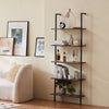 VEVOR Ladder Shelf, 5-Tier Bookshelf 24x11.8in, Open Wall-Mounted Ladder Shelf with Metal Frame,Storage Rack Sundries Holder for Kitchen Bedroom Bathroom Living Room, Black
