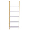 VEVOR Ladder Shelf, 5-Tier Bookshelf 24x11.8in, Open Wall-Mounted Ladder Shelf with Metal Frame,Storage Rack Sundries Holder for Kitchen Bedroom Bathroom Living Room, Gold White