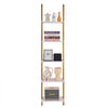 VEVOR Ladder Shelf, 5-Tier Bookshelf 15.6x11.8in, Open Wall-Mounted Ladder Shelf with Metal Frame,Storage Rack Sundries Holder for Kitchen Bedroom Bathroom Living Room, Gold White