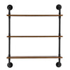 VEVOR Industrial Pipe Shelf, 3 Tier 32x7.87in, Wall-Mount Floating Rustic Wood Shelves Bracket Display Bookshelf, Storage Rack Sundries Holder for Kitchen Bedroom Bathroom Living Room, Black