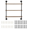 VEVOR Industrial Pipe Shelf, 3 Tier 32x7.87in, Wall-Mount Floating Rustic Wood Shelves Bracket Display Bookshelf, Storage Rack Sundries Holder for Kitchen Bedroom Bathroom Living Room, Black