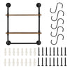 VEVOR Industrial Pipe Shelf, 2 Tier 24x7.87in, Wall-Mount Floating Rustic Wood Shelves Bracket Display Bookshelf, Storage Rack Sundries Holder for Kitchen Bedroom Bathroom Living Room, Black