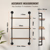 VEVOR Industrial Pipe Shelf, 3 Tier 24x7.87in, Wall-Mount Floating Rustic Wood Shelves Bracket Display Bookshelf, Storage Rack Sundries Holder for Kitchen Bedroom Bathroom Living Room, Black