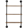 VEVOR Industrial Pipe Shelf, 3 Tier 24x7.87in, Wall-Mount Floating Rustic Wood Shelves Bracket Display Bookshelf, Storage Rack Sundries Holder for Kitchen Bedroom Bathroom Living Room, Black