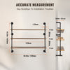 VEVOR Industrial Pipe Shelf, 3 Tier 48x9.84in, Wall-Mount Floating Rustic Wood Shelves Bracket Display Bookshelf, Storage Rack Sundries Holder for Kitchen Bedroom Bathroom Living Room, Black