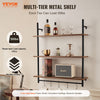 VEVOR Industrial Pipe Shelf, 3 Tier 32x9.84in, Wall-Mount Floating Rustic Wood Shelves Bracket Display Bookshelf, Storage Rack Sundries Holder for Kitchen Bedroom Bathroom Living Room, Black