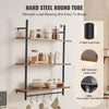 VEVOR Industrial Pipe Shelf, 3 Tier 32x9.84in, Wall-Mount Floating Rustic Wood Shelves Bracket Display Bookshelf, Storage Rack Sundries Holder for Kitchen Bedroom Bathroom Living Room, Black