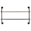 VEVOR Industrial Pipe Shelf, 2 Tier 48x 9.84in, Wall-Mount Floating Rustic Wood Shelves Bracket Display Bookshelf, Storage Rack Sundries Holder for Kitchen Bedroom Bathroom Living Room, Black