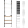 VEVOR Industrial Pipe Shelf, 6 Tier 24x9.84in, Wall-Mount Floating Rustic Wood Shelves Bracket Display Bookshelf, Storage Rack Sundries Holder for Kitchen Bedroom Bathroom Living Room, Black