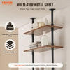 VEVOR Industrial Pipe Shelf, 5 Tier 24x9.84in, Wall-Mount Floating Rustic Wood Shelves Bracket Display Bookshelf, Storage Rack Sundries Holder for Kitchen Bedroom Bathroom Living Room, Black