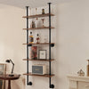 VEVOR Industrial Pipe Shelf, 5 Tier 24x9.84in, Wall-Mount Floating Rustic Wood Shelves Bracket Display Bookshelf, Storage Rack Sundries Holder for Kitchen Bedroom Bathroom Living Room, Black