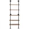 VEVOR Industrial Pipe Shelf, 5 Tier 24x9.84in, Wall-Mount Floating Rustic Wood Shelves Bracket Display Bookshelf, Storage Rack Sundries Holder for Kitchen Bedroom Bathroom Living Room, Black