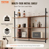 VEVOR Industrial Pipe Shelf, 3 Tier 41.5x9.84in, Wall-Mount Floating Rustic Wood Shelves Bracket Display Bookshelf, Storage Rack Sundries Holder for Kitchen Bedroom Bathroom Living Room, Black