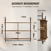VEVOR Industrial Pipe Shelf, 3 Tier 41.5x9.84in, Wall-Mount Floating Rustic Wood Shelves Bracket Display Bookshelf, Storage Rack Sundries Holder for Kitchen Bedroom Bathroom Living Room, Black