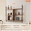 VEVOR Industrial Pipe Shelf, 3 Tier 41.5x9.84in, Wall-Mount Floating Rustic Wood Shelves Bracket Display Bookshelf, Storage Rack Sundries Holder for Kitchen Bedroom Bathroom Living Room, Black