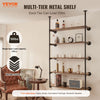VEVOR Industrial Pipe Shelf, 5 Tier 2PCS, 11.8in Applicable Board Width Wall-Mount Floating Rustic Wood Shelves Bracket Bookshelf,Storage Holder for Kitchen Bedroom Bathroom, (Planks NOT Included)