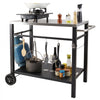 VEVOR Outdoor Grill Dining Cart with Double-Shelf, BBQ Movable Food Prep Table, Multifunctional Stainless Steel Table Top, Portable Modular Carts for Pizza Oven, Worktable with 2 Wheels, Carry Handle