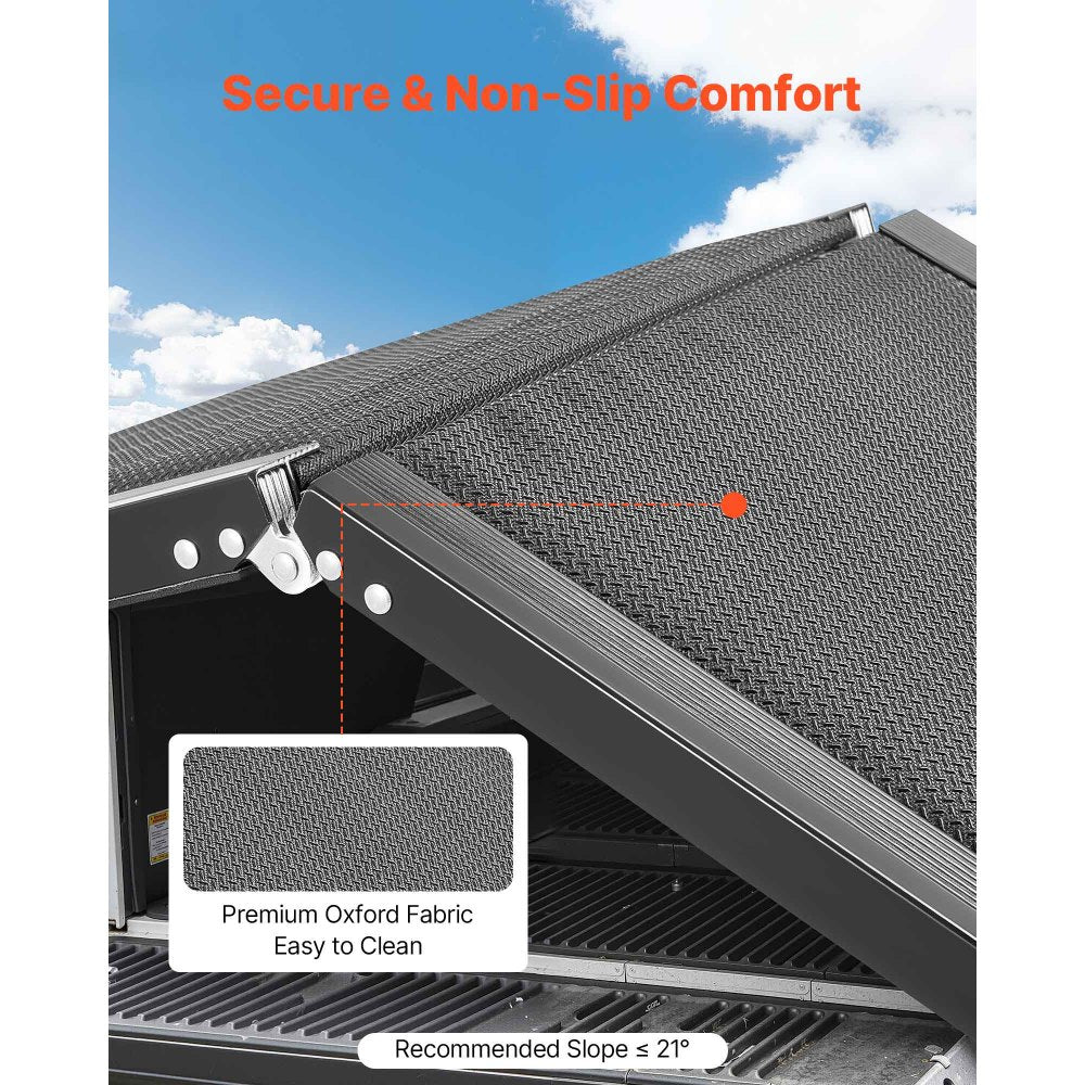 VEVOR Dog Ramp for Cars, 63" L x 17" W, Folding Pet Ramps for Medium & Large Dogs up to 250lbs, Pet Stair Ramp with Non-Slip Oxford Fabric Surface, Portable Outdoor Dog Car Ramps for SUV & Truck