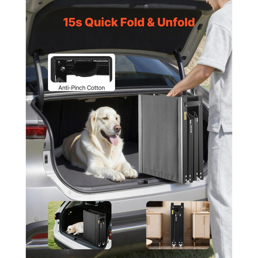 VEVOR Dog Ramp for Cars, 71" L x 20" W, Folding Pet Ramps for Medium & Large Dogs up to 250lbs, Pet Stair Ramp with Non-Slip Oxford Fabric Surface, Portable Outdoor Dog Car Ramps for SUV & Truck