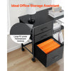 VEVOR Metal File Cabinet, Mobile Filing Cabinet with 3 Fabric Drawers and 2 Open Shelves, Wooden Vertical Filing Storage Cabinets with Wheels for Letter, A4, Legal Size File, Easy Assembly, Black
