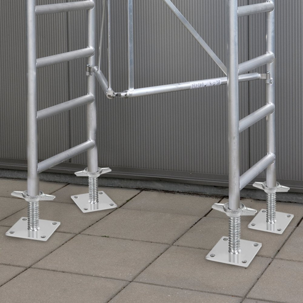 VEVOR 4-Pack Adjustable Leveling Jacks, 18.2 In Adjustable Height & 3307lbs/1500kg Total Load Capacity Scaffold Jacks Feet, Solid Carbon Steel Screw Jacks for Baker-Style Scaffolding Equipment, Silver