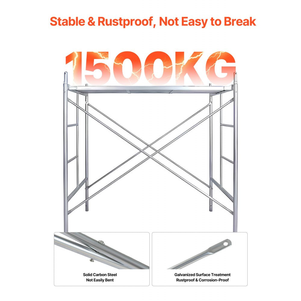 VEVOR Scaffolding Cross Brace 6ft x 4ft, 4-Pack Solid Carbon Steel Scaffold Cross Supports, X-Shaped Scaffolding Safety Accessory with Rust-Proof & Corrosion-Proof Galvanized Surface, Silver