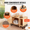 VEVOR Cat Litter Box Enclosure, Hidden Litter Box Furniture, Wooden Cat Washroom Indoor with 2 Doors & Study Metal Legs, Cat House Cabinet Hidden Fit Most of Litter Box, 31.5"L x 20"W x 22"H, Natural