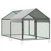 VEVOR Metal Chicken Coop for 4-6 Chickens, 3.3 x 6.6 x 3.3 ft, Small Chicken Cage with Waterproof Cover & Double Doors, Spire Roof Poultry Run Compatible with Wooden Coops, for Rabbit Hen Goose Duck