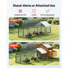 VEVOR Metal Chicken Coop for 6-8 Chickens, 3.3 x 9.8 x 3.3 ft, Small Chicken Cage with Waterproof Cover & 3 Doors, Spire Roof Poultry Run Compatible with Wooden Coops, for Rabbit Hen Goose Duck