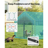 VEVOR Metal Chicken Coop for 6-8 Chickens 3.3x9.8x3.3 ft Small Chicken Cage, Spire Roof Poultry Run with Waterproof Cover & 3 Doors, Compatible with Wooden Coops, for Rabbit Hen Goose Duck, Backyard