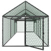 VEVOR Metal Chicken Coop for 6-8 Chickens 3.3x9.8x3.3 ft Small Chicken Cage, Spire Roof Poultry Run with Waterproof Cover & 3 Doors, Compatible with Wooden Coops, for Rabbit Hen Goose Duck, Backyard