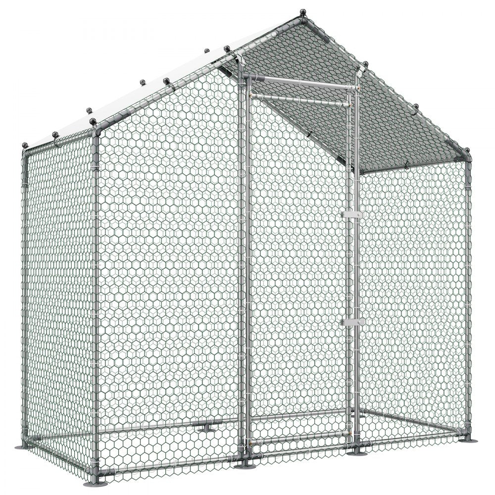VEVOR Large Metal Chicken Coop,6.6 x 3.3 x 6.6 ft, Walk-in Chicken Run House with Waterproof Cover & Sturdy Frame, Spire Roof Poultry Cage Duck Pen for Rabbit Hen Goose Outdoor Backyard Farm Use