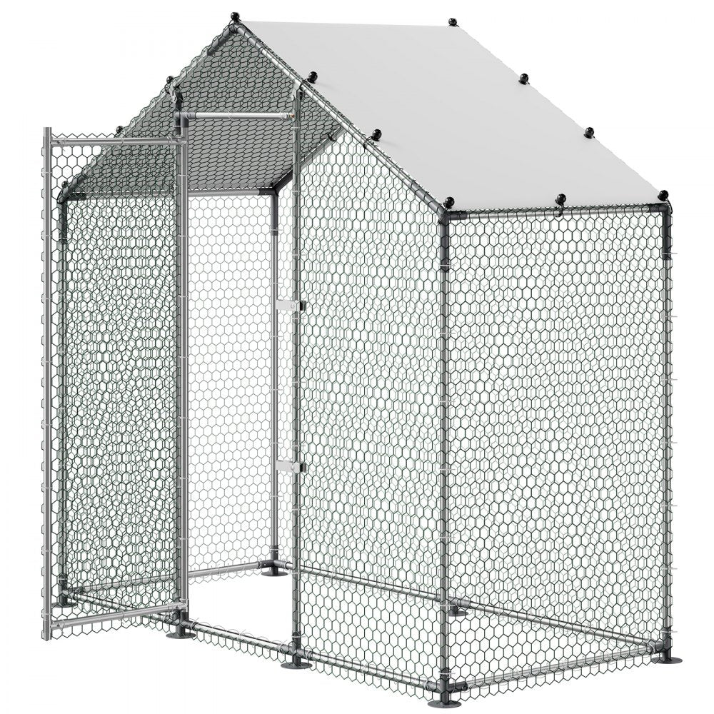 VEVOR Large Metal Chicken Coop,6.6 x 3.3 x 6.6 ft, Walk-in Chicken Run House with Waterproof Cover & Sturdy Frame, Spire Roof Poultry Cage Duck Pen for Rabbit Hen Goose Outdoor Backyard Farm Use