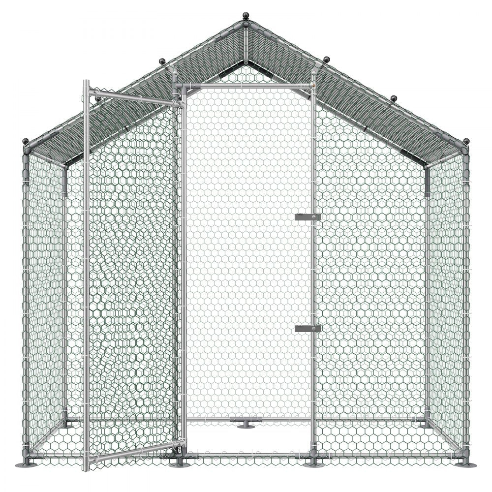 VEVOR Large Metal Chicken Coop,6.6 x 3.3 x 6.6 ft, Walk-in Chicken Run House with Waterproof Cover & Sturdy Frame, Spire Roof Poultry Cage Duck Pen for Rabbit Hen Goose Outdoor Backyard Farm Use