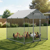 VEVOR Large Metal Chicken Coop 6.6x6.6x6.6 ft Walk-in Chicken Run House, Spire Roof Hen House Enclosure with Cover and Security Lock, Outdoor Duck Rabbit Cage Poultry Pen for Backyard, Farm, Yard