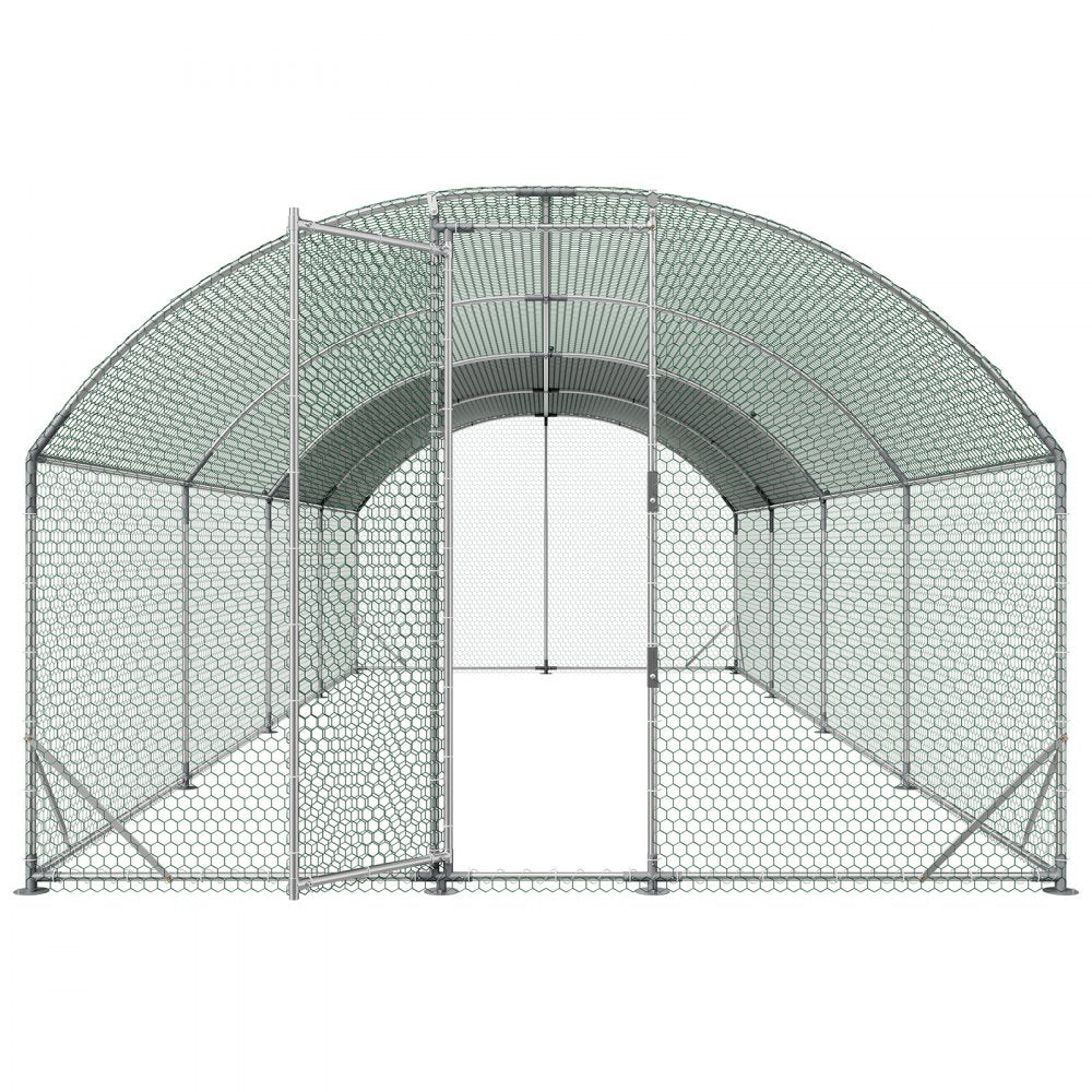 VEVOR Large Metal Chicken Coop, 9 x 25 x 6.6 ft, Walk-in Chicken Run House with Waterproof Cover & Sturdy Frame, Dome Roof Poultry Cage Duck Pen for Rabbit Hen Goose Duck Outdoor Backyard Farm Use