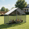 VEVOR Large Metal Chicken Coop,9.8 x 3.3 x 6.6 ft, Walk-in Chicken Run House with Waterproof Cover & Sturdy Frame, Spire Roof Poultry Cage Duck Pen for Rabbit Hen Goose Outdoor Backyard Farm Use