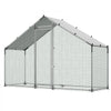 VEVOR Large Metal Chicken Coop,9.8 x 3.3 x 6.6 ft, Walk-in Chicken Run House with Waterproof Cover & Sturdy Frame, Spire Roof Poultry Cage Duck Pen for Rabbit Hen Goose Outdoor Backyard Farm Use