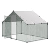 VEVOR Metal Chicken Coop, 9.8x6.5x6.5ft Large Walk-in Chicken Runs with Cover, Spire Roof Hen House Enclosure with Security Lock, Outdoor Duck Rabbit Cage Poultry Pen for Backyard, Farm, Yard