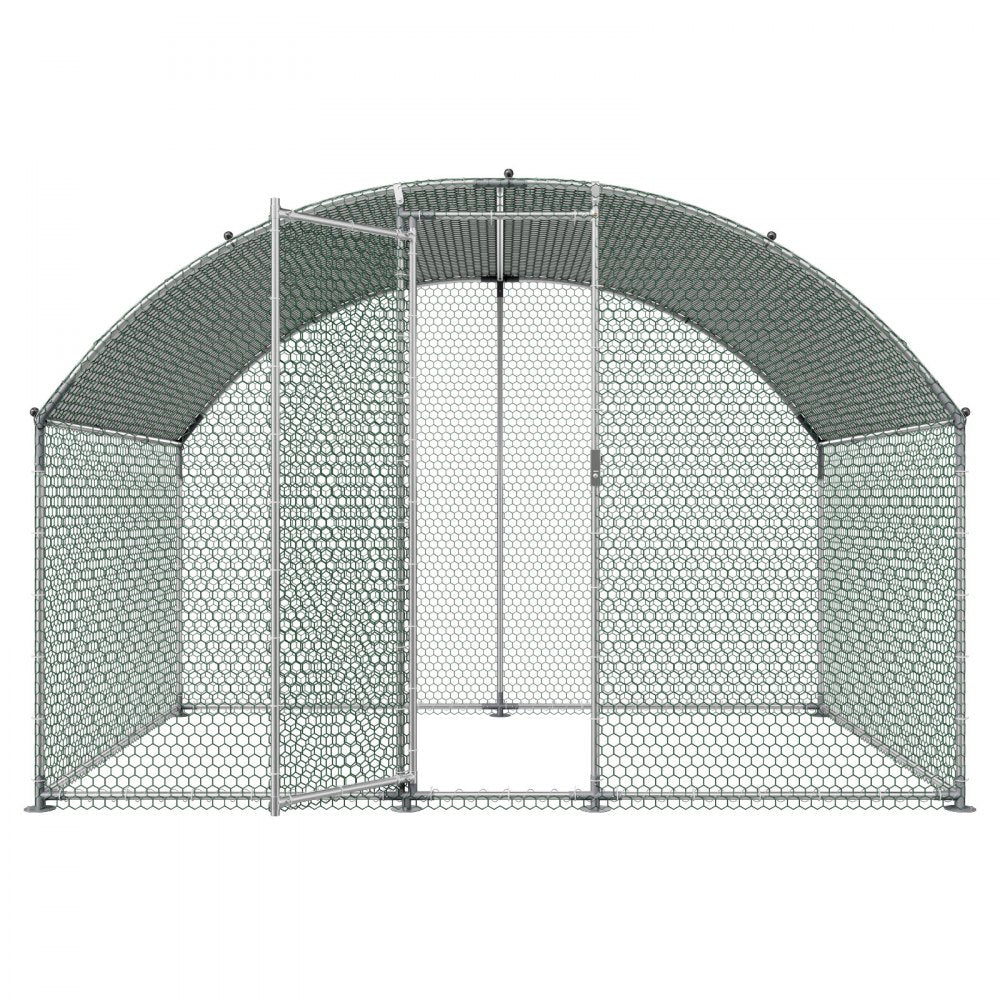 VEVOR Metal Chicken Coop, 9.8x6.5x6.5ft Large Walk-in Chicken Runs with Cover, Doom Roof Hen House Enclosure with Security Lock, Outdoor Duck Rabbit Cage Poultry Pen for Backyard, Farm, Yard