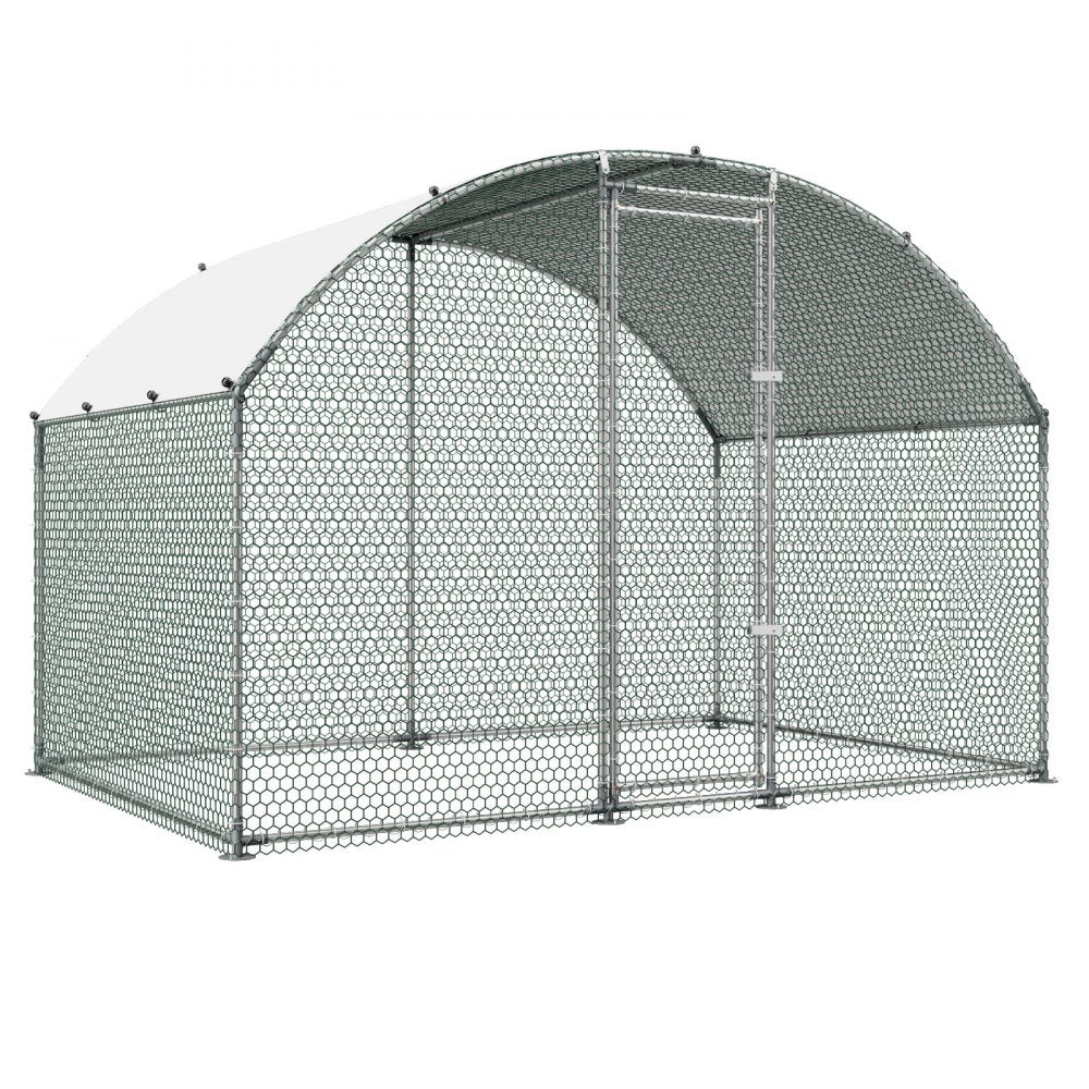 VEVOR Large Metal Chicken Coop 9.8x6.6x6.6 ft Walk-in Chicken Run House, Doom Roof Hen House Enclosure with Cover and Security Lock, Outdoor Duck Rabbit Cage Poultry Pen for Backyard, Farm, Yard Use