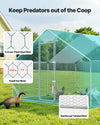 VEVOR Large Metal Chicken Coop,9.8 x 9.8 x 6.6 ft, Walk-in Chicken Run House with Waterproof Cover & Sturdy Frame, Spire Roof Poultry Cage Duck Pen for Rabbit Hen Goose Outdoor Backyard Farm Use